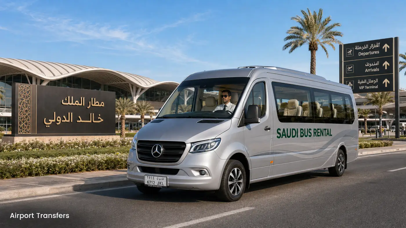 Airport transfer buses and vans in Saudi Arabia for group passengers