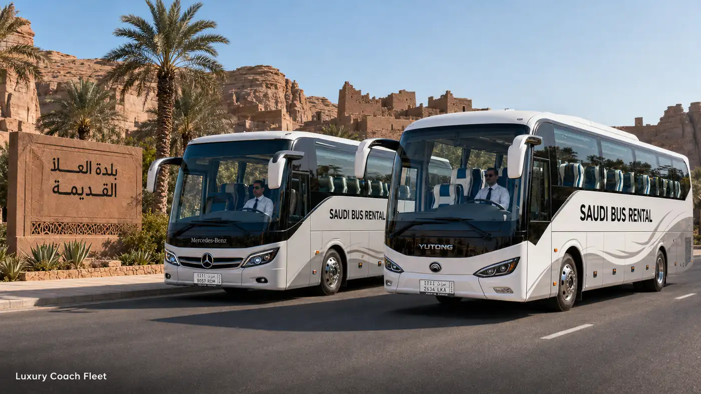 Luxury coach rental fleet in Saudi Arabia